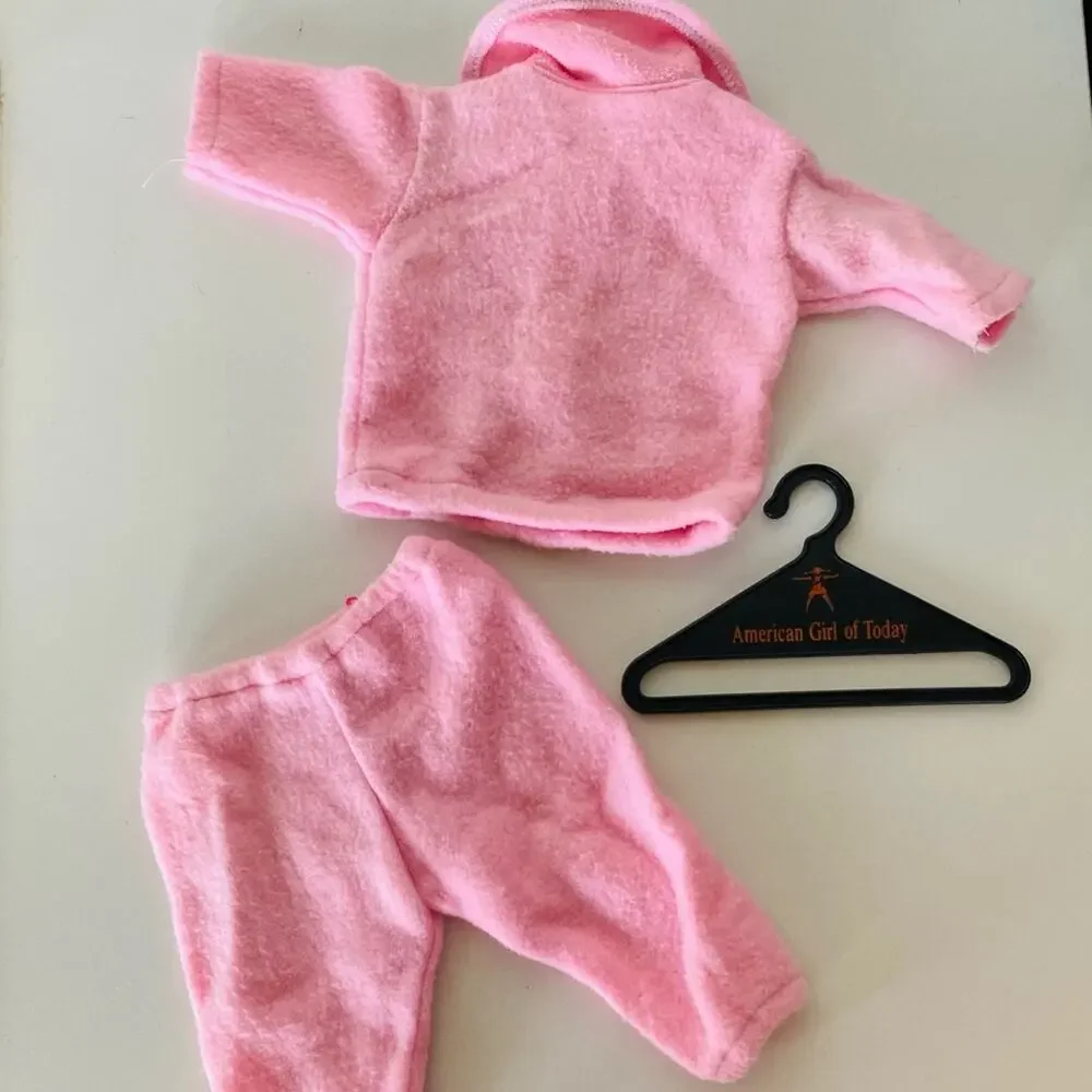 AMERICAN GIRL DOLL Bubblegum Pink Leisure Suit Fleece Lounge Jacket Pants Hanger